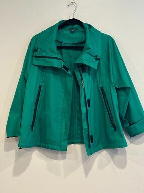 DKNY Green Utility Jacket Size Small Zip Front Lightweight Anorak Minimalist
